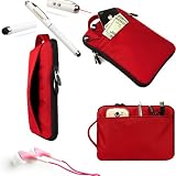 Samsung Galaxy Tab 7.0 Plus Case (Crimson) Padded Zippered Sleeve, For The Newest Samsung Galaxy Tab 7.0 Plus 16 GB Tablet (WiFi, 7″ Display, Tablet, Bluetooth, 4G, Android, SPH-P100, SCH-I800, GT-P1010/W16, SGH-T849, SCH-I987, GT-P6210) + Vangoddy Samsung Galaxy Tab 7.0 Compatible Stylus 3in 1 HD Tablet Stylus Pen ( Stylus, Laser Pointer, LED Light ) + Samsung Galaxy Tab 7.0 Compatible Noise Reducing Pink Earbuds