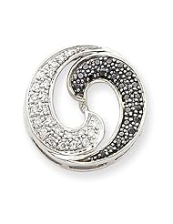 14K White Gold Black & White Diamond Pendant w/ chain. Carat Wt- 0.18ct