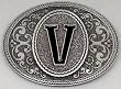MONOGRAM LETTER "V" ENAMEL BELT BUCKLE