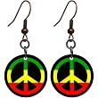 Rasta Peace Sign Earrings