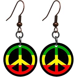 Rasta Peace Sign Earrings