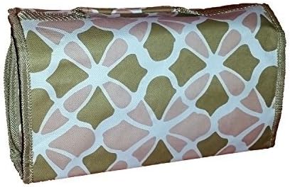 Hanging Cosmetic Organizer Bag - Roll up for Storage and Travel (PINK / BROWN FLOWER)