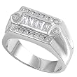 Sterling Silver Men's Ring - Clear CZ - 5mm Band Width - 12mm Face Height - Sizes: 9-15