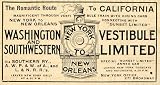 1899 Ad Washington Southwestern Railway Train Route - Original Print Ad