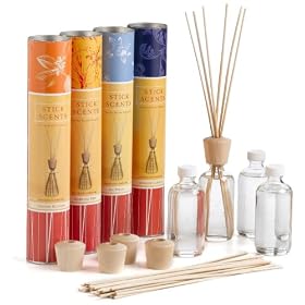 Stick Scents 4-Count Variety Pack Reed Diffusers (Sea Petals, Orange Blossom English Garden And Morning Dew), 4-Ounce Packages
