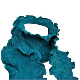 TEALBLUEFEMININETHINKNITRUFFLEDEDGESCARF
