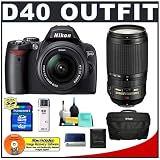 cheap Nikon D40 Digital SLR Camera with 18-55mm f/3.5-5.6G ED II AF-S DX Lens and Nikon AF-S 70-300mm f/4.5-5.6 G ED-IF AF-S VR Zoom-Nikkor Lens + 4GB SecureDigital (SD) Card