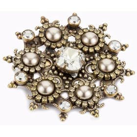 Liz Palacios Perlas Crystal And Pearl Starburst Pin