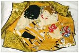 Prettystern - 90cm X 90cm Kunstdruck Jungendstil Seidentuch - Gustav Klimt - der Kuss