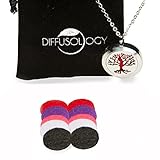 Essential Oil Diffuser Necklace Locket for Aromatherapy, Stainless Steel (Hypo-Allergenic) + 10 Mesh Pads | Tree of Life