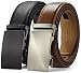Chaoren Leather Ratchet Belt 2 Pack Dress with Click Sliding Buckle 1 3/8