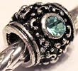 Murano Style Antique Silver Plated Spacer Bead Fits Pandora Raised Column with Capri Blue Stone