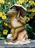 Seated Frog with Umbrella Garden Sculpture / Ornament / Water Feature