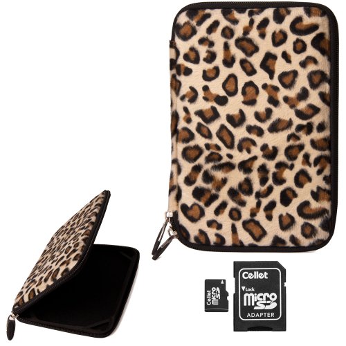 Maylong M250 VanGoddy Accessories Faux Fur (Leopard Print) Hard Protective Cover + 16GB Micro SD Card with Adaptor