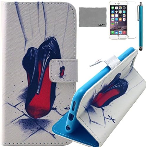 iPhone 6/6S 4.7 inch Case, LEXY PU Leather Full Body Case with Credit ID Cards Holders & Stand for iPhone 6/6S 4.7 inch with Screen Protector and Stylus (High Heel)