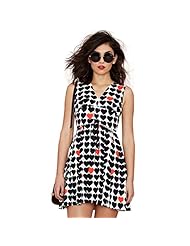 V-neck Vintage Bubble Dress Sleeveless General Print  Dress