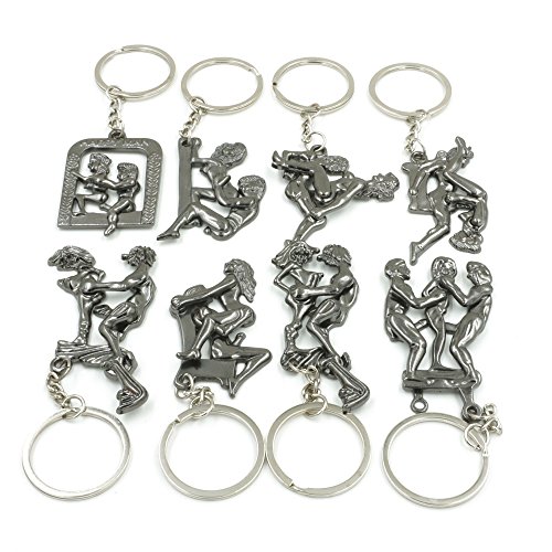 Cooplay 8 Set Novelty Naughty Moveble Erotic Sexy Adult Beauty Keychain Keyrings Men and Women Couple Nude Game Funny Make Love Lover Dirty Sex Sport Gift Collectibles Sets of 8