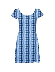 Short Sleeves Chevron Print Zig Zag Stretchy Vintage Polyester/Spandex Skater Dress 