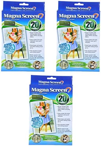 3 Pack Magna screen magnetic mesh screen instant moveable mesh walk thru screen with magnets Installs on Patio and all other doors. Package may vary.