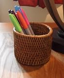 RATTAN PEN POT / DESK TIDY
