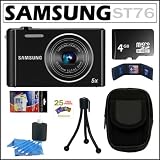 51zHaEVU1pL. SL160  Samsung ST76 16MP Digital Camera with 5x Optical Zoom and 2.7 inch LCD in Black + 4GB Micro SDHC + Camera Case + Accessory Kit