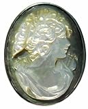 Goddess of Music, Master Carved Mother of Pearl Cameo Pin Pendant