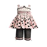 Baby/Infant Girls 12M-24M 2-Piece PINK BROWN GRADED DOT CAPRI PANTS Wedding Flower Girl Easter Birthday Party Dress Outfit Set