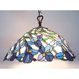 Leafy Design Tiffany Hanging Lamp, Bronze finish