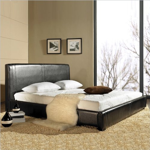King size Abbyson Living Connor Leather Platform Bed in Espresso Finish