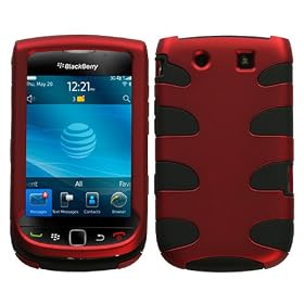 Titanium Red/Black Fishbone Phone Protector Faceplate Cover For RIM BLACKBERRY 9800(Torch), 9810(Torch 4G)