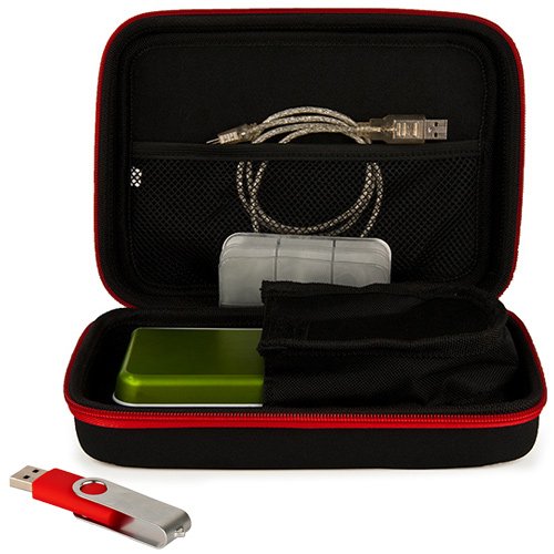 Harlin Hardshell Case for G-Technology, G-Drive Mobile in Black with a Red trim+ Red 4GB USB