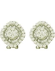 1.54 Carat (ctw) 14k White Gold Round & Baguette White Diamond Ladies Flower Cluster Earrings