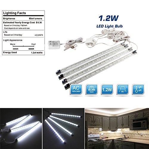 Efrank Set of 4 LED Light Bar-Under Kitchen Cabinet Led Lamp White Energy Saving LED Strip Kit(White)