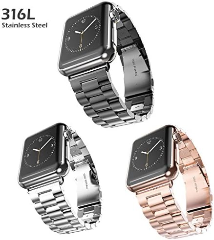 Caloics Chain Watch Band by 316L Stainless Steel Replacement Smart Watch Band for Apple Watch 42mm (Silver 42mm)