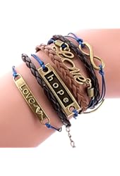 Susenstone&reg;Women Girl Bone Multilayer Knit Leather Rope Chain Charm Bracelet