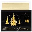 Gold Treeline On Black Holiday Cards -