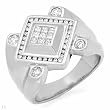 Gents Ring with 0.86 CTW Genuine Clean multi-shaped Diamonds Made of 14K White Gold (Size 10)