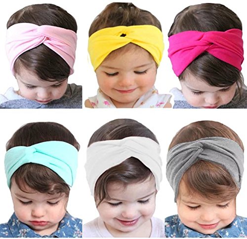 Onshine 6 pcs Baby Girls Headbands Cross Knotted Headwrap Soft Hair Elastics Turban