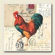 AbsorbaStone Coaster set~ Postcard Rooster ~4 Tile Drink Coasters ~ code 792