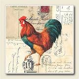 AbsorbaStone Coaster set~ Postcard Rooster ~4 Tile Drink Coasters ~ code 792
