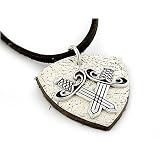 White Leather Pendant With Crossing Swords