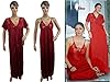 Sexy Night Gown Lacy Sheer Maroon Night Dress Robe 2pc Slip Lounge Wear