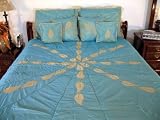 DESIGNER INDIA BLUE BEDDING ENSEMBLE BEDSPREAD COVERLET