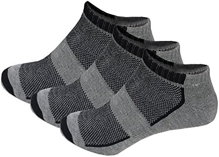 Picopi Men's 3 Pack Cotton Cushioned Sports Socks with Arch Support in Gray