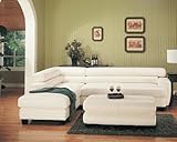 Alyssa Left L-Shaped Sectional Sofa in White Leather
