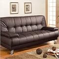 Futon Sofa Bed with Removable Arm Rests in Brown Vinyl