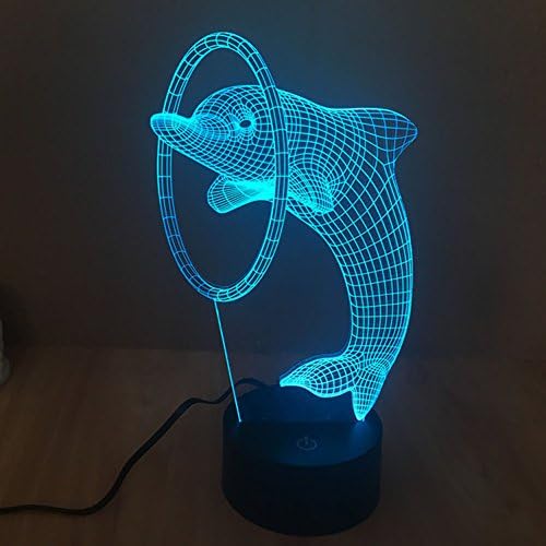NIEBC RGB 3D 7-Color Gradual Changing LED Touch Switch Visualization Illusion Atmosphere Light Desklamp Nightlight (Dolphin)
