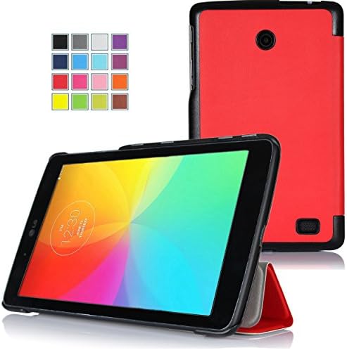 VSTN® LG G Pad V400 7.0 inch Wifi / LTE tablet Ultra-Thin Multi-angle Stand Slim Smart Cover Case with Auto Sleep/Wake Functio, [Life Time Warranty] (For LG G Pad 7.0, Red)