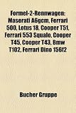 Formel-2-Rennwagen: Maserati A6gcm, Ferrari 500, Lotus 18, Cooper T51, Ferrari 553 Squalo, Cooper T45, Cooper T43, BMW T102, Ferrari Dino