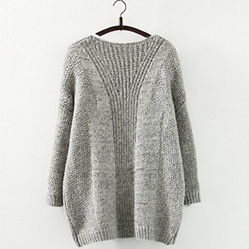 Serifly Women's Long Sleeve Loose Knit Cardigan Sweater Coat Light Grey